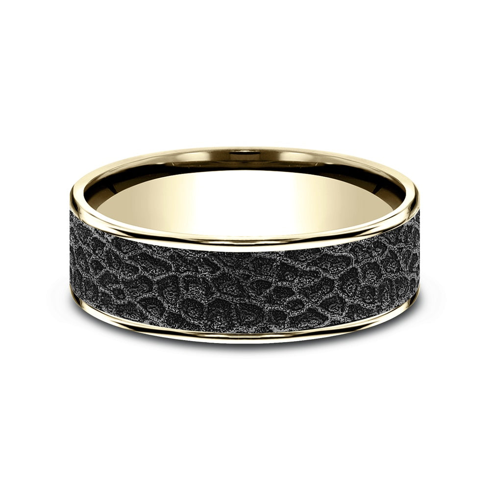 The Coral Men's Wedding Band in 14K Yellow Gold and Black Titanium - 7.5mm Width by Brook and Branch
