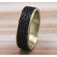 The Coral Men's Wedding Band in 14K Yellow Gold and Black Titanium - 7.5mm Width by Brook and Branch