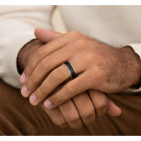 The Coral Men's Wedding Band in 14K Yellow Gold and Black Titanium - 7.5mm Width by Brook and Branch