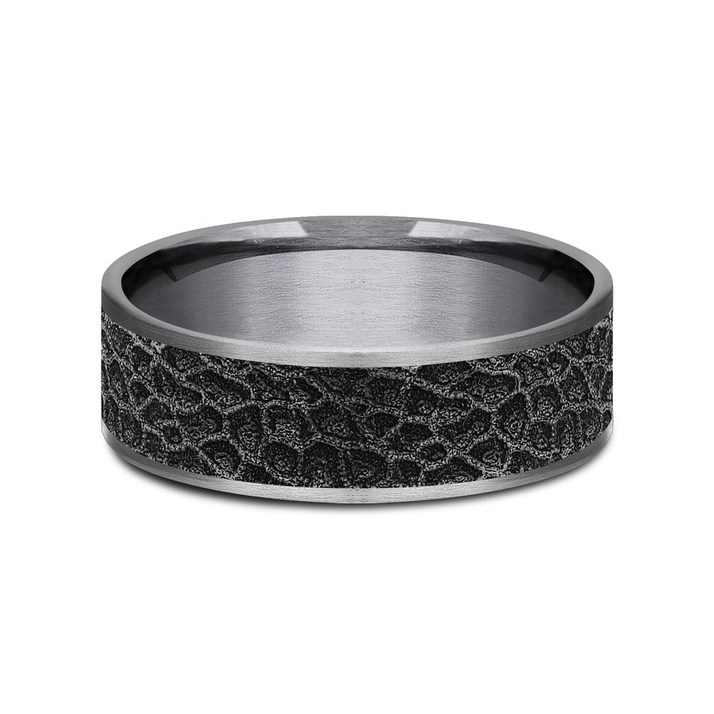 The Coral Men's Wedding Band in Grey Tantalum and Grey/Black Titanium - 7.5mm Width by Brook and Branch