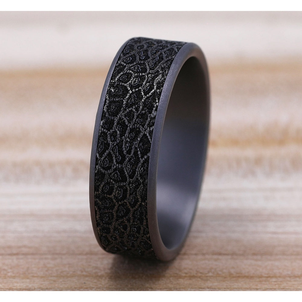 The Coral Men's Wedding Band in Grey Tantalum and Grey/Black Titanium - 7.5mm Width by Brook and Branch