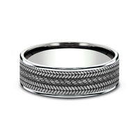 The Cordovan Men's Wedding Band in 14K White Gold and Grey Tantalum - 7.5mm Width by Ammara Stone