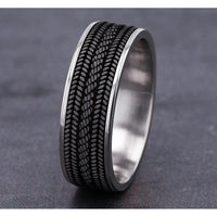 The Cordovan Men's Wedding Band in 14K White Gold and Grey Tantalum - 7.5mm Width by Ammara Stone