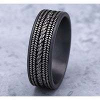 The Cordovan Men's Wedding Band in Grey Tantalum and 14K White Gold - 7.5mm Width by Ammara Stone