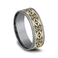 The Cortona Men's Wedding Band in Grey Tantalum and 14K Yellow - 7.5mm Width by Ammara Stone