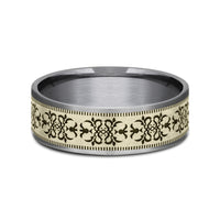 The Cortona Men's Wedding Band in Grey Tantalum and 14K Yellow - 7.5mm Width by Ammara Stone