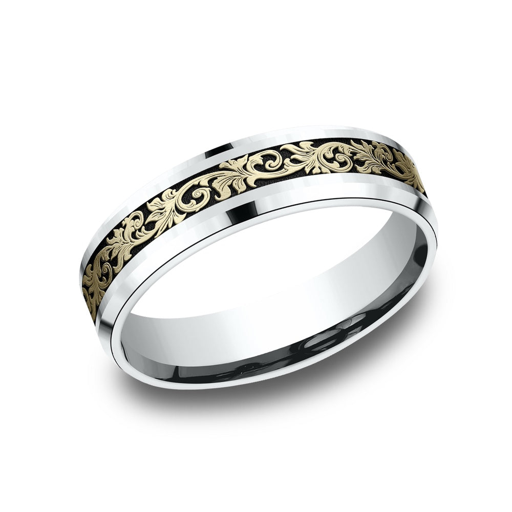 The Courtier Men's Wedding Band in 14K White and Yellow Gold - 6mm Width by Benchmark