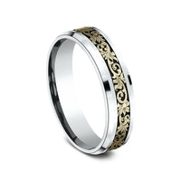 The Courtier Men's Wedding Band in 14K White and Yellow Gold - 6mm Width by Benchmark
