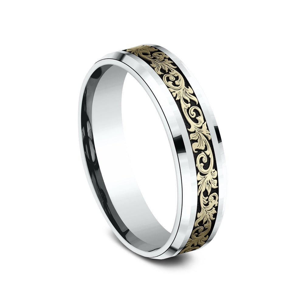 The Courtier Men's Wedding Band in 14K White and Yellow Gold - 6mm Width by Benchmark