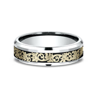 The Courtier Men's Wedding Band in 14K White and Yellow Gold - 6mm Width by Benchmark