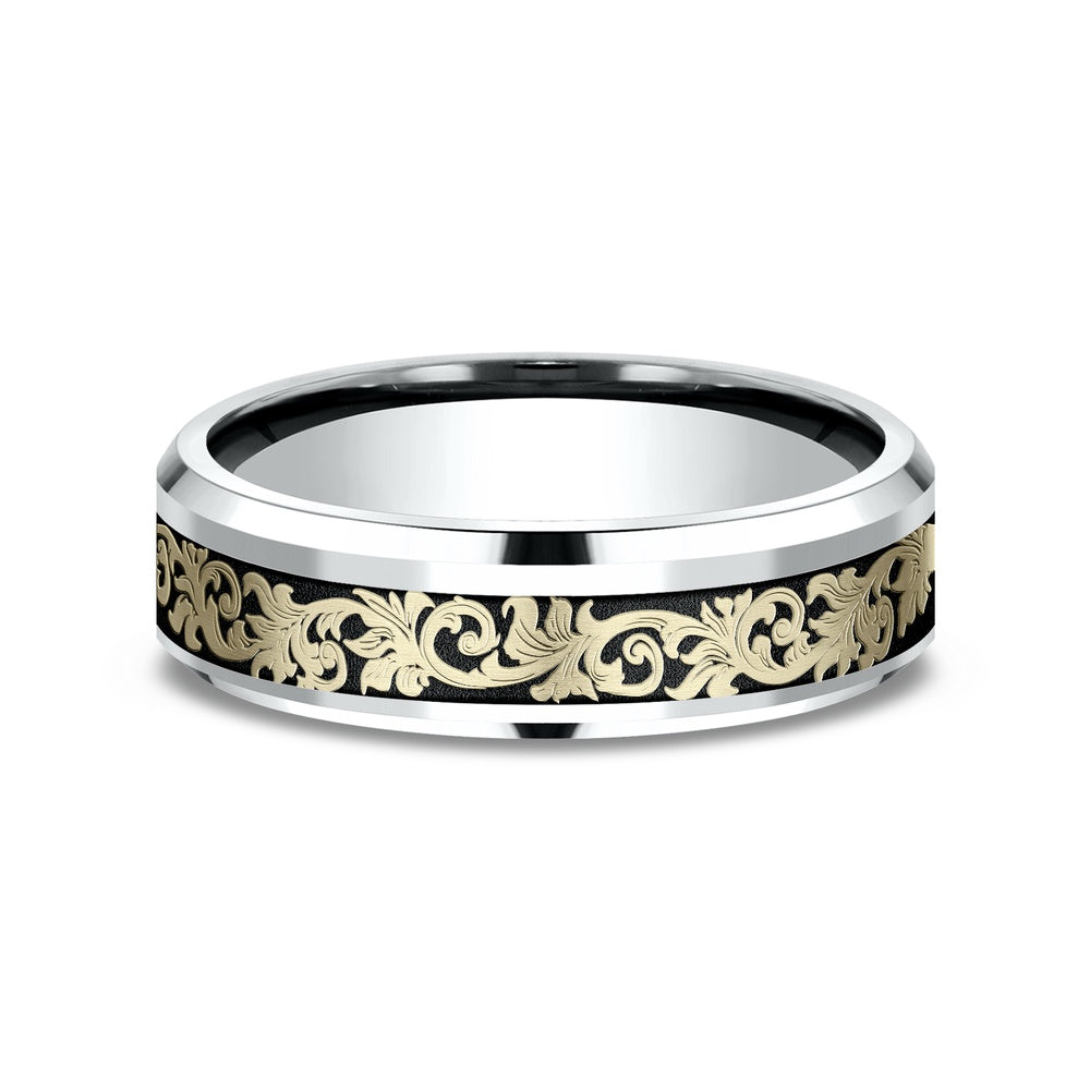 The Courtier Men's Wedding Band in 14K White and Yellow Gold - 6mm Width by Benchmark