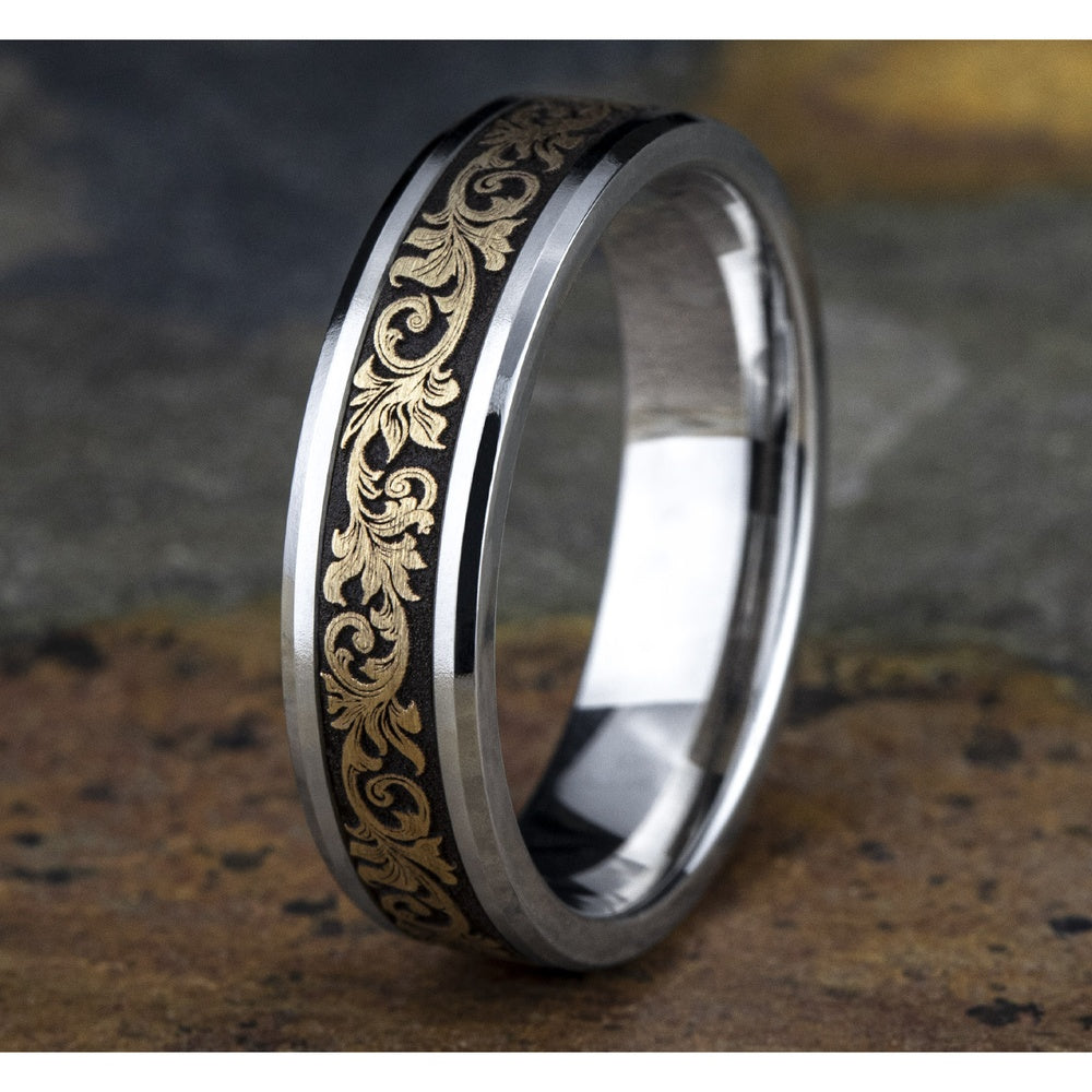 The Courtier Men's Wedding Band in 14K White and Yellow Gold - 6mm Width by Benchmark
