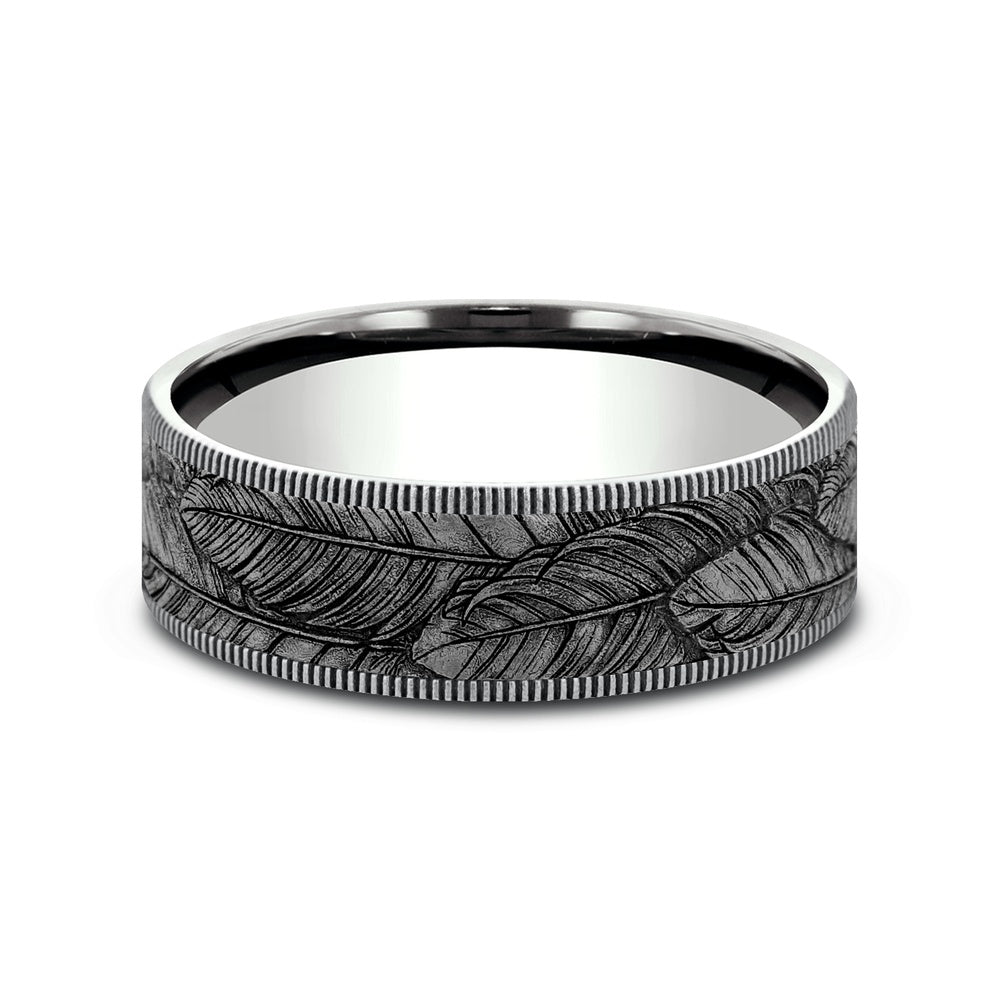 The Covey Men's Wedding Band in 14K White Gold and Grey Tantalum - 7.5mm Width by Brook and Branch