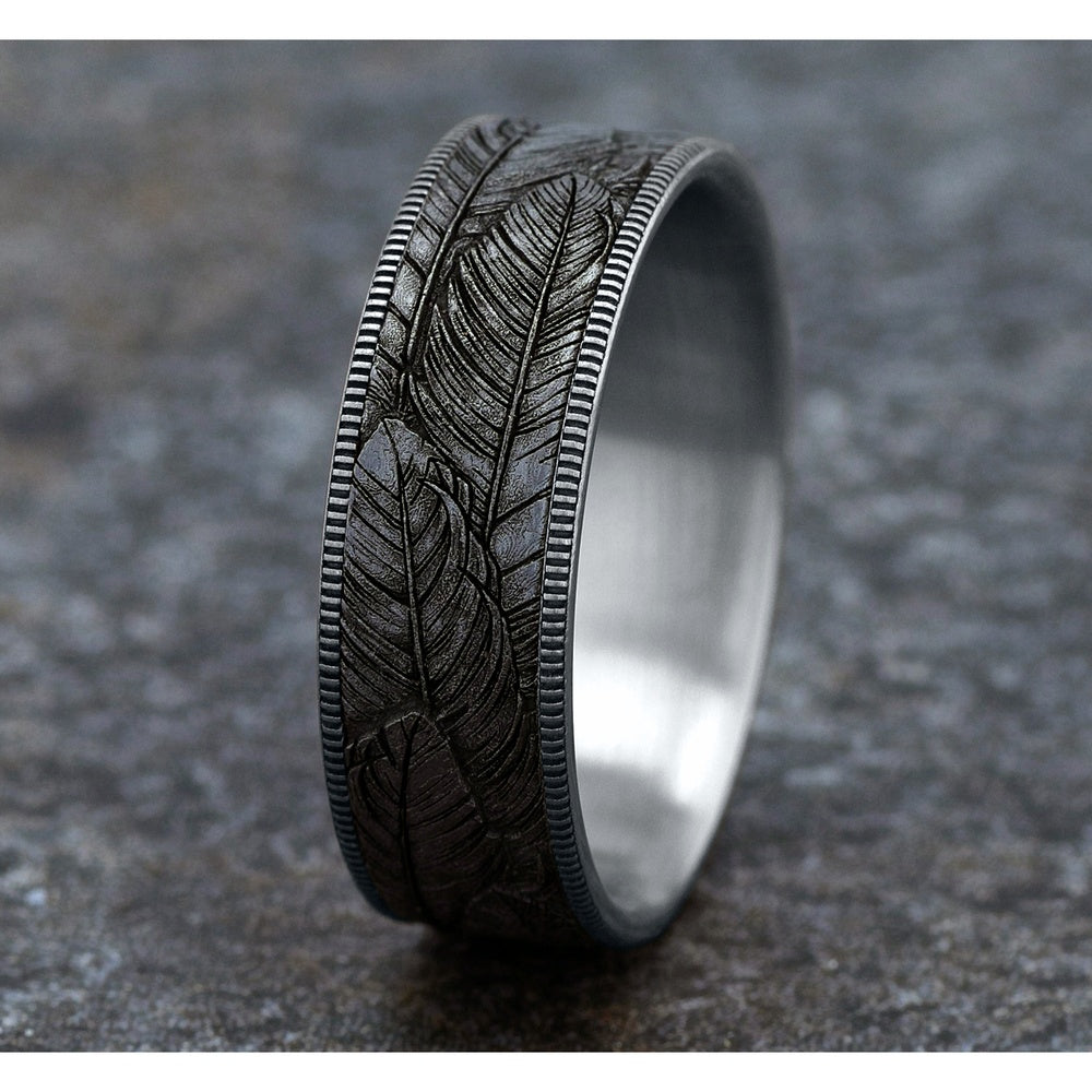 The Covey Men's Wedding Band in 14K White Gold and Grey Tantalum - 7.5mm Width by Brook and Branch