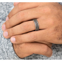 The Covey Men's Wedding Band in 14K White Gold and Grey Tantalum - 7.5mm Width by Brook and Branch