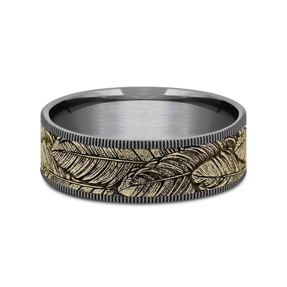 The Covey Men's Wedding Band in Grey Tantalum and 14K Yellow Gold - 7.5mm Width by Brook and Branch
