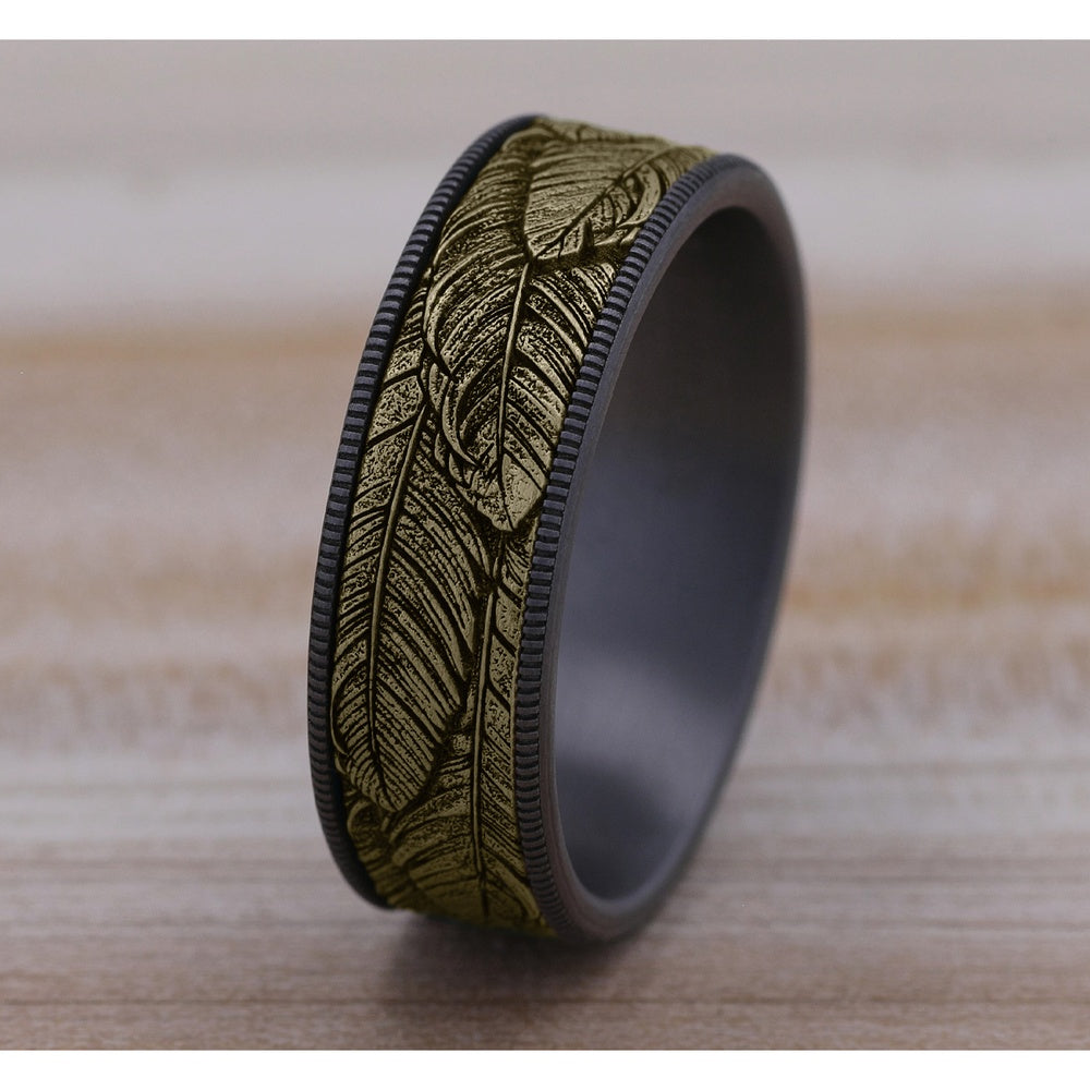 The Covey Men's Wedding Band in Grey Tantalum and 14K Yellow Gold - 7.5mm Width by Brook and Branch