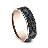 The Cross Tiles Men's Wedding Band in 14K Rose Gold and Grey Tantalum - 7.5mm Width by Ammara Stone