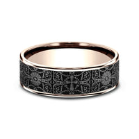 The Cross Tiles Men's Wedding Band in 14K Rose Gold and Grey Tantalum - 7.5mm Width by Ammara Stone