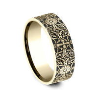 The Cross Tiles Men's Wedding Band in 14K Yellow Gold - 8mm Width by Benchmark
