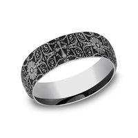 The Cross Tiles Men's Wedding Band in Tungsten - 8mm Width by Forge