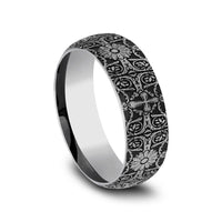 The Cross Tiles Men's Wedding Band in Tungsten - 8mm Width by Forge