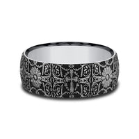 The Cross Tiles Men's Wedding Band in Tungsten - 8mm Width by Forge