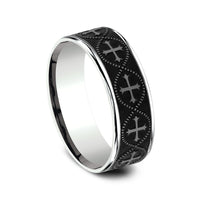 The Crusader Men's Wedding Band in 14K White Gold and Grey Tantalum - 7.5mm Width by Ammara Stone