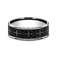 The Crusader Men's Wedding Band in 14K White Gold and Grey Tantalum - 7.5mm Width by Ammara Stone