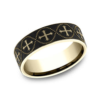 The Crusader Men's Wedding Band in 14K Yellow Gold - 7mm Width by Benchmark