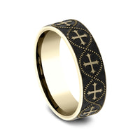 The Crusader Men's Wedding Band in 14K Yellow Gold - 7mm Width by Benchmark