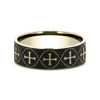The Crusader Men's Wedding Band in 14K Yellow Gold - 7mm Width by Benchmark