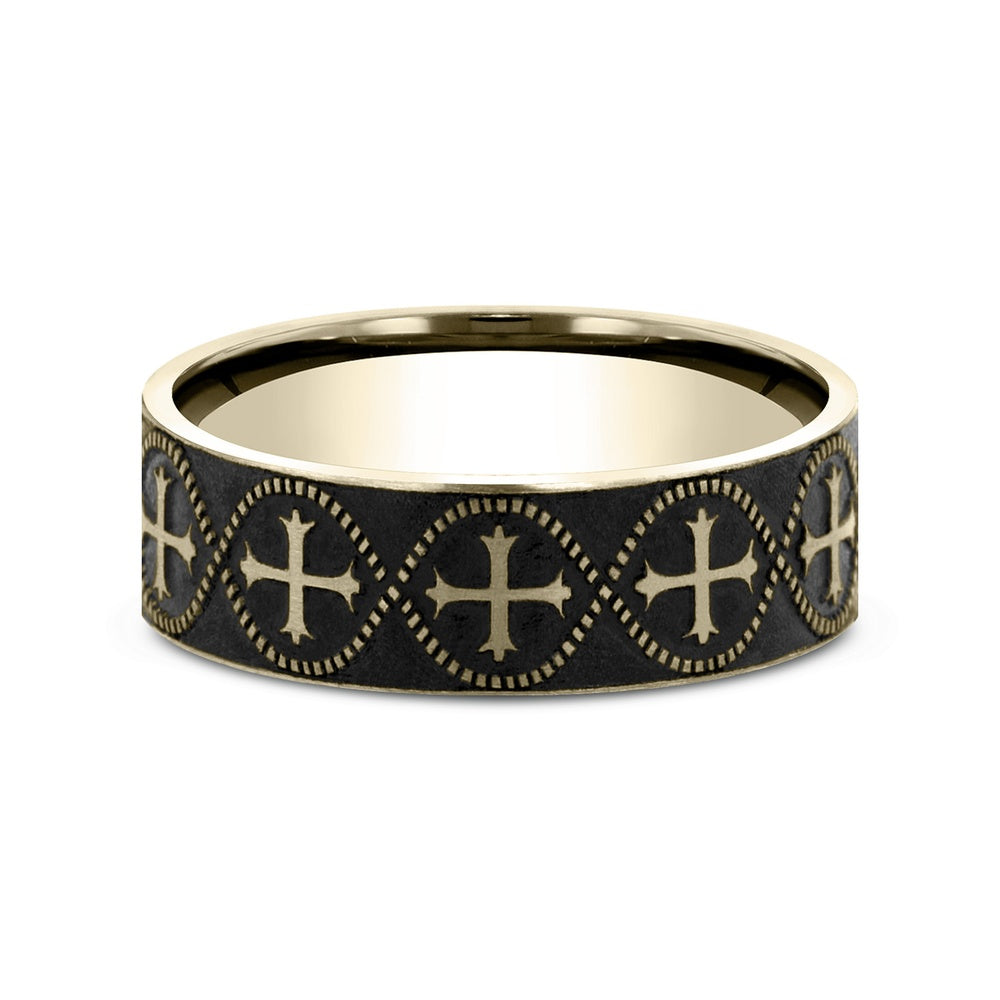 The Crusader Men's Wedding Band in 14K Yellow Gold - 7mm Width by Benchmark