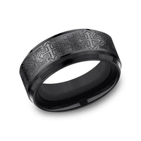 The Crusader Men's Wedding Band in Black Titanium - 9mm Width by Forge