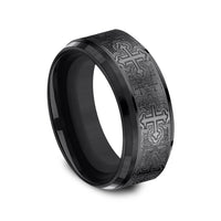 The Crusader Men's Wedding Band in Black Titanium - 9mm Width by Forge