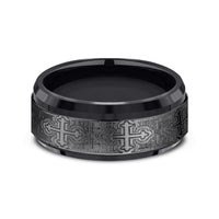 The Crusader Men's Wedding Band in Black Titanium - 9mm Width by Forge