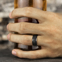 The Crusader Men's Wedding Band in Black Titanium - 9mm Width by Forge