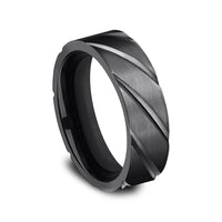 The Dagger Men's Wedding Band in Black Titanium - 7mm Width by Forge
