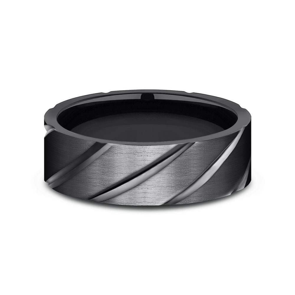 The Dagger Men's Wedding Band in Black Titanium - 7mm Width by Forge