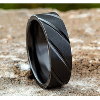 The Dagger Men's Wedding Band in Black Titanium - 7mm Width by Forge