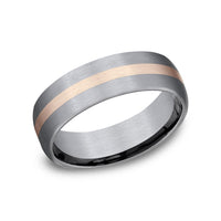 The Defender Men's Wedding Band in Grey Tantalum and 14K Rose Gold - 6.5mm, by Ammara Stone