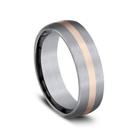 The Defender Men's Wedding Band in Grey Tantalum and 14K Rose Gold - 6.5mm, by Ammara Stone