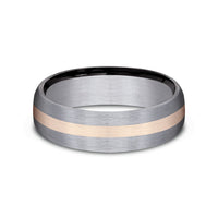 The Defender Men's Wedding Band in Grey Tantalum and 14K Rose Gold - 6.5mm, by Ammara Stone