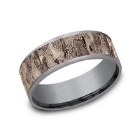 The Demo Men's Wedding Band in Grey Tantalum and 14K Rose Gold - 7.5mm Width by Ammara Stone