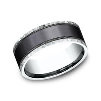 The Denver Men's Wedding Band in 14K White Gold and Black Titanium - 8mm Width by Ammara Stone