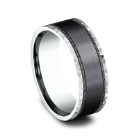 The Denver Men's Wedding Band in 14K White Gold and Black Titanium - 8mm Width by Ammara Stone