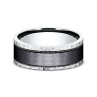 The Denver Men's Wedding Band in 14K White Gold and Black Titanium - 8mm Width by Ammara Stone