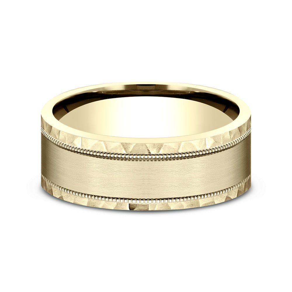 The Denver Men's Wedding Band in 14K Yellow Gold - 8mm Width by Benchmark