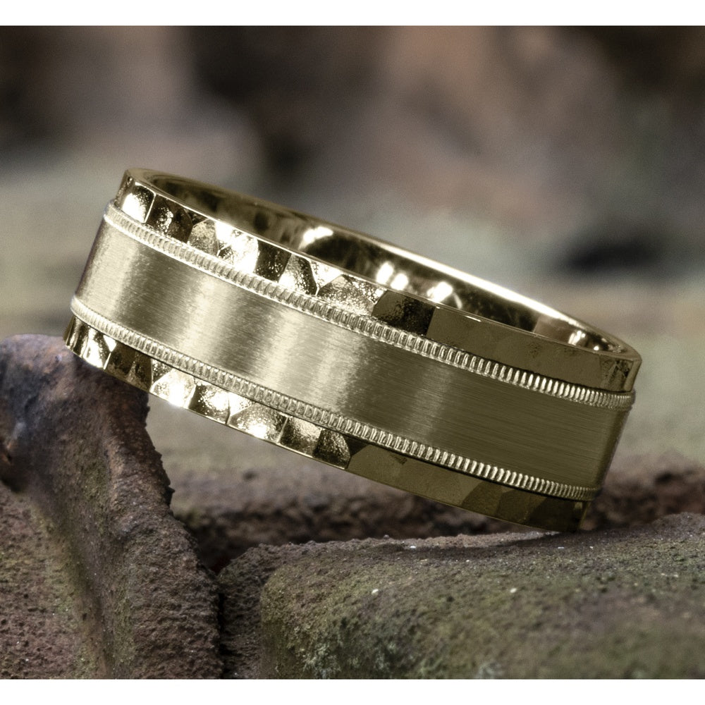 The Denver Men's Wedding Band in 14K Yellow Gold - 8mm Width by Benchmark