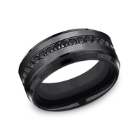 The Deputy Men's Wedding Band in Black Titanium - 9mm Width by Forge
